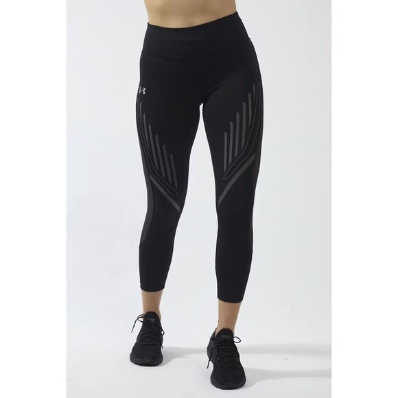 Womens L Under Armour Heat Gear Pocket Leggings New Run Pilates NWT Black High - Picture 1 of 9